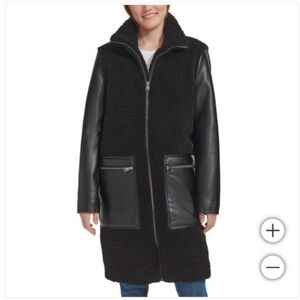 Andrew Marc Ladies' Faux Leather Mixed Media Coat, nwt